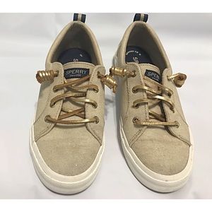 Sperry Metallic Gold Linen Sneakers